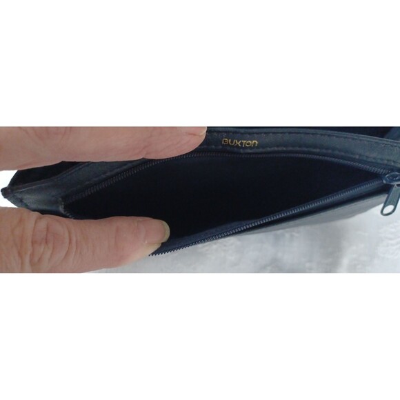 BUXTON SOFT LEATHER GOLD CHAIN STRAP BLUE CROSSBODY PURSE WALLET CLUTCH BAG - Picture 12 of 13